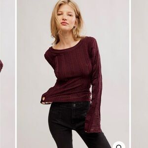 FREE PEOPLE - ROCKY LONG SLEEVE IN WINETASTING L
